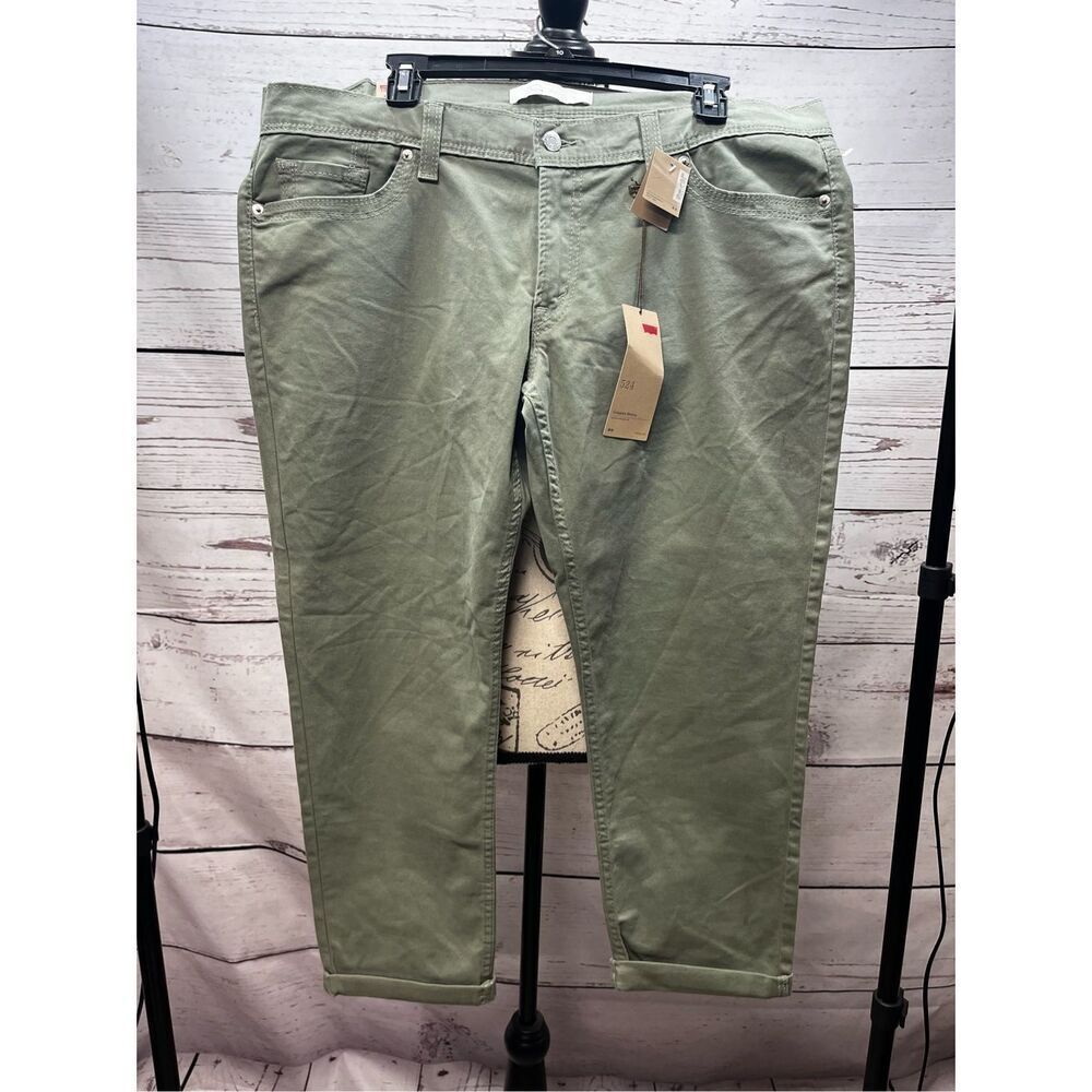 Levi's Womens 524 Cropped Skinny Olive Green Jeans Size‎ 6 NWT